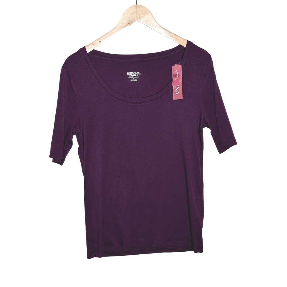 NWT Merona Pima Cotton Half Sleeve The Ultimate Tee size XL Purple